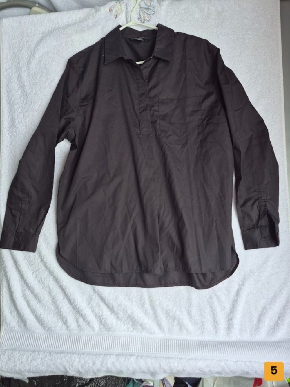 French Connection Rhodes Poplin Popover Shirt Women's M Black Cotton Oversized - Picture 4 of 5